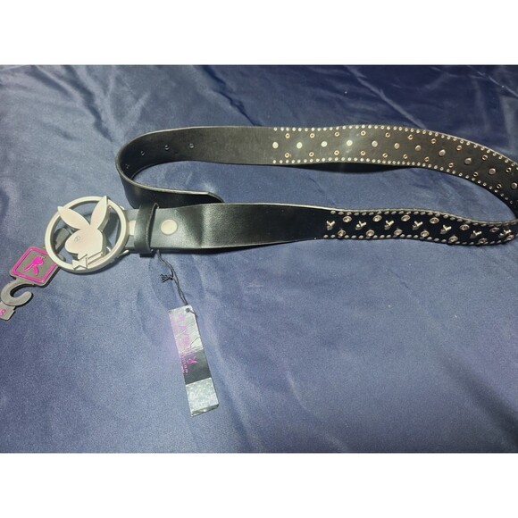 Vintage Y2k Playboy Bunny Pewter Belt Buckle With Rhinestone Eye With Tag main image 4